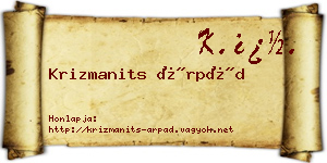 Krizmanits Árpád névjegykártya