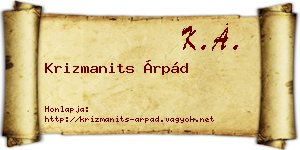 Krizmanits Árpád névjegykártya