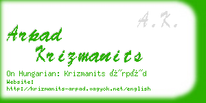 arpad krizmanits business card